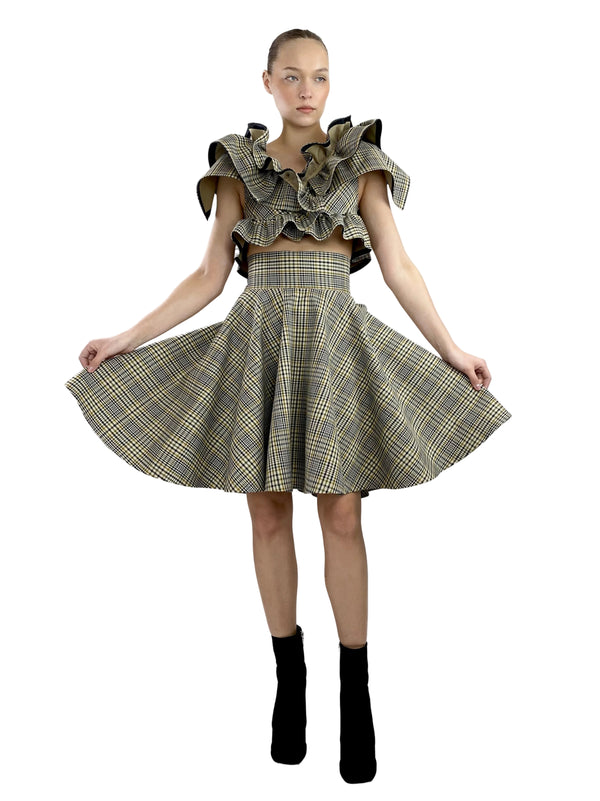 CHECKERED RUFFLE DRESS
