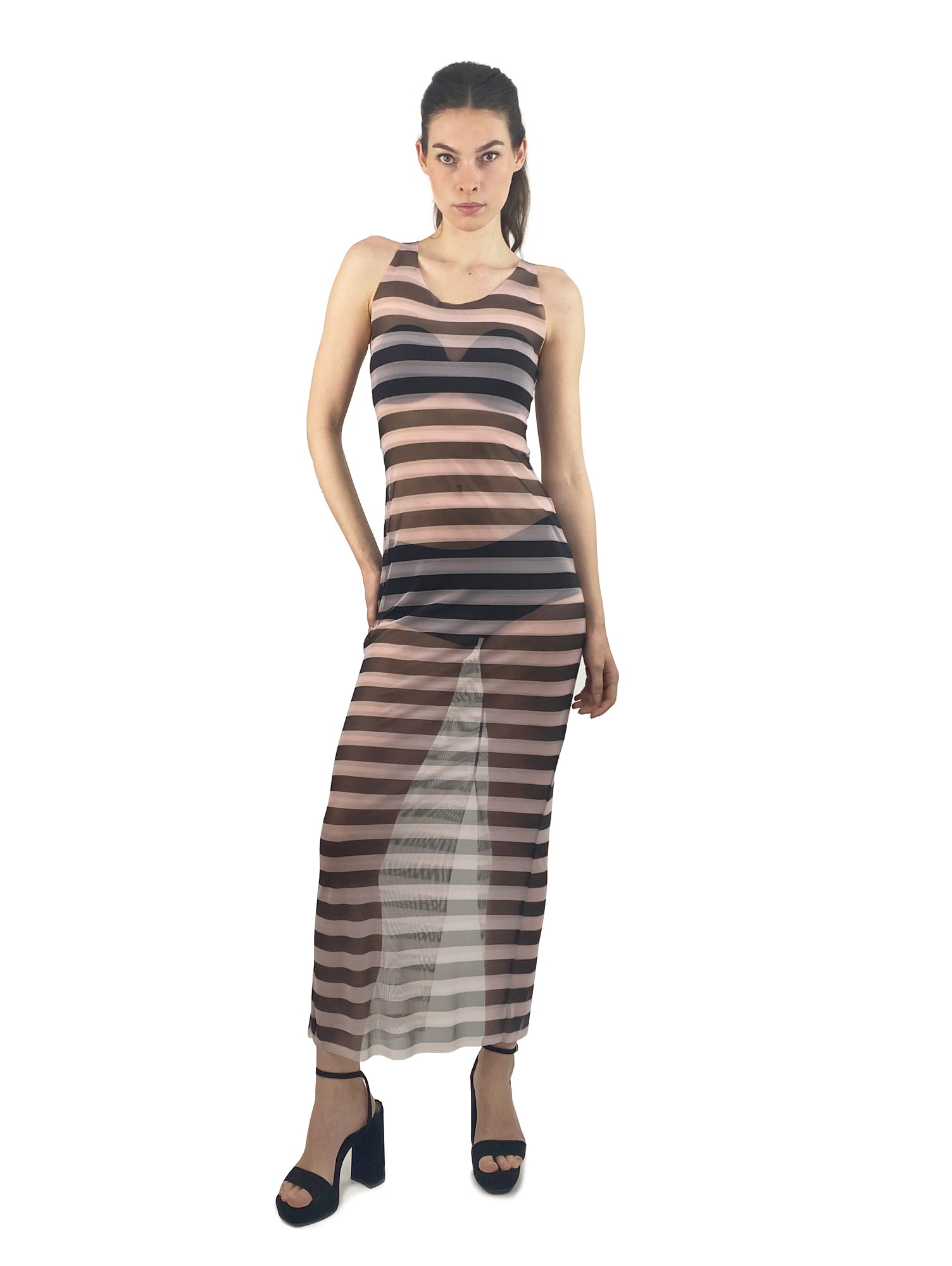 STRIPED TRANSPARENT DRESS